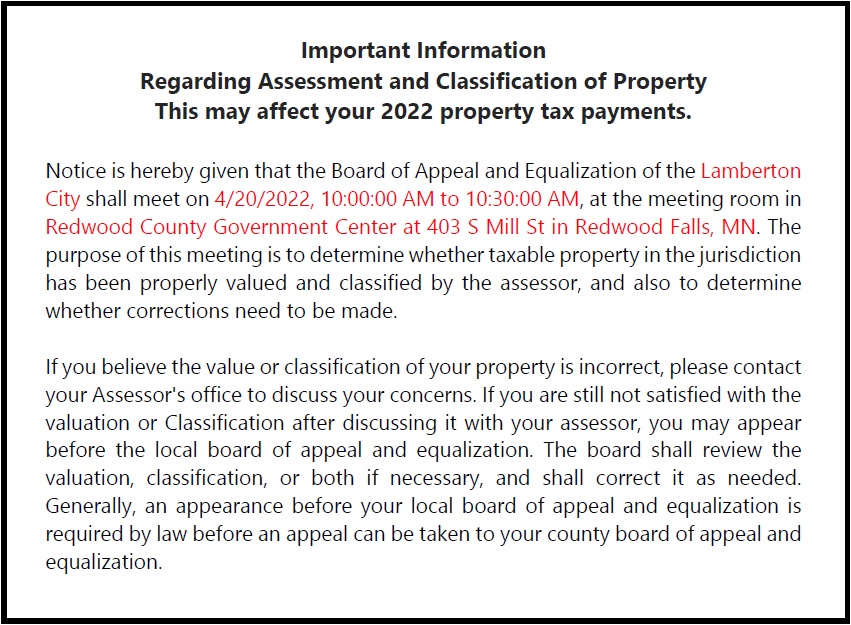 2022 Board of Appeal & Equalization